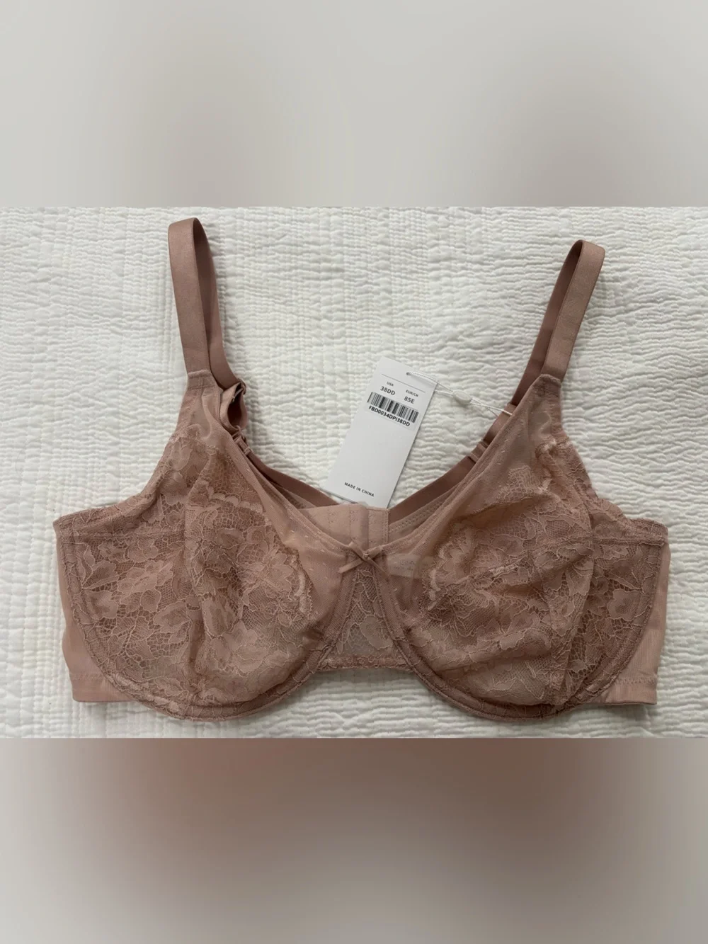 Hsia Lace Underwire Bra in Blush Taupe Size 38DD